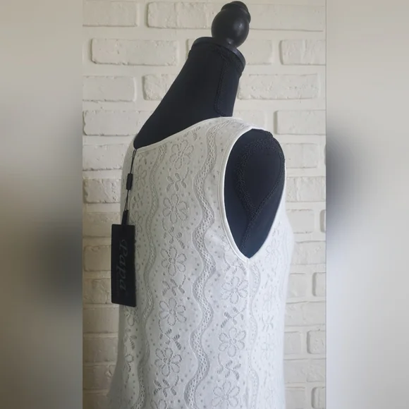 NWT Papa Vancouver White Lace Dress Asymmetrical A-line Sleeveless Summer Medium - Picture 8 of 13
